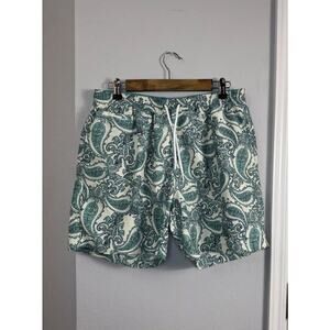 Charleston Threads Mens L Swim Trunks Paisley Blue Beach Pool Water Shorts Board